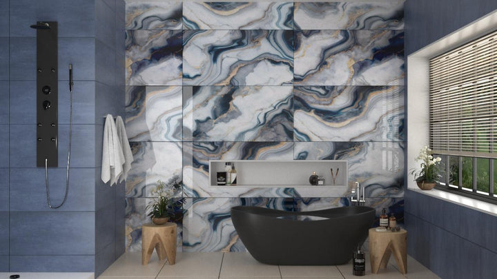 CRYSTAL WHITE GLASS PORCELAIN FEATURE WALL TILES 60X120 CM