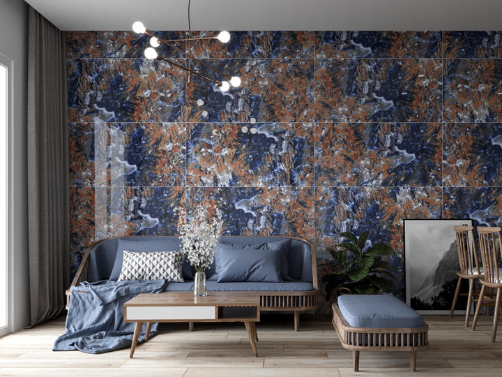 PHONIEX BLUE HIGH GLOSS PORCELAIN WALL &amp; FLOOR TILES 60X120 CM