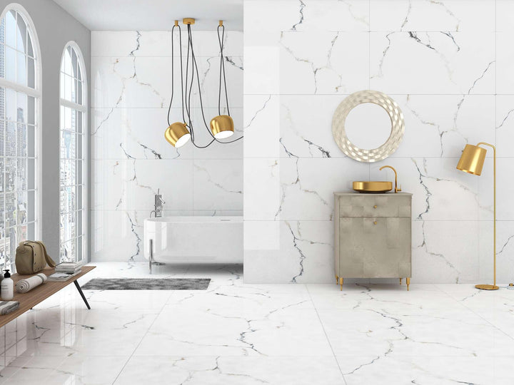 CALACATTA VENICE GLOSSY PORCELAIN WALL &amp; FLOOR TILES 60X120 CM