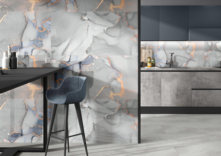 STORM ROSE GOLD GLASS PORCELAIN FEATURE WALL TILES 60X120 CM