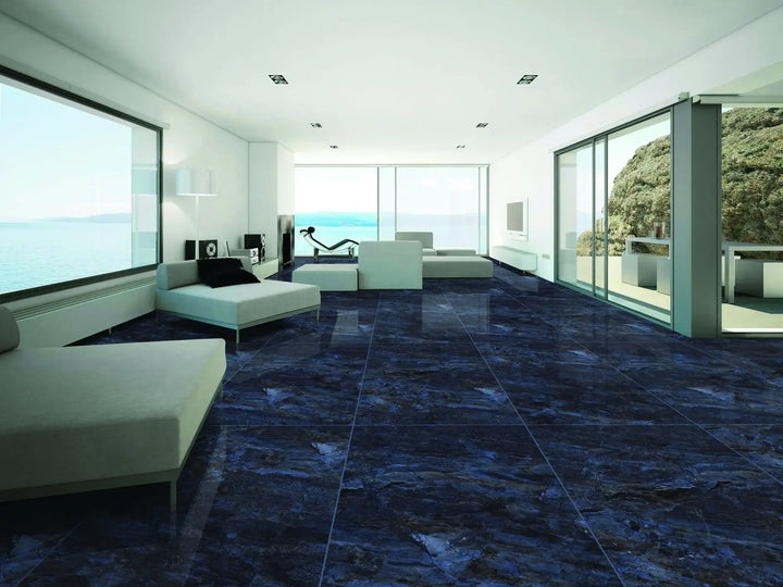 ELEGANCE BLUE HIGH-GLOSS PORCELAIN WALL &amp; FLOOR TILES 60X120 CM