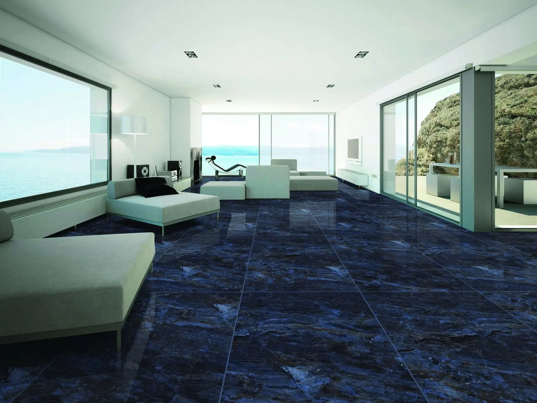 ELEGANCE BLUE HIGH-GLOSS PORCELAIN WALL &amp; FLOOR TILES 60X60 CM