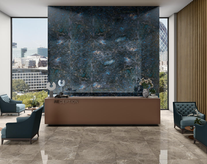 EPIC BLUE GLASS PORCELAIN FEATURE WALL TILES 60X120 CM