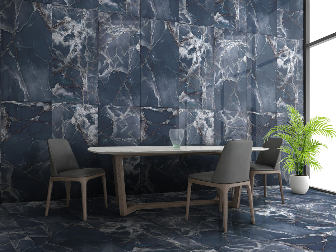 OCEAN BLUE HIGH-GLOSS PORCELAIN WALL &amp; FLOOR TILES 60X120CM