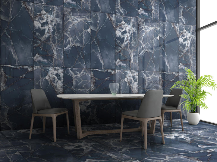OCEAN BLUE HIGH-GLOSS PORCELAIN WALL &amp; FLOOR TILES 60X120CM