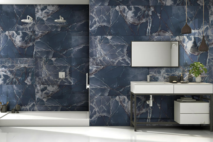 OCEAN BLUE HIGH-GLOSS PORCELAIN WALL &amp; FLOOR TILES 60X120CM