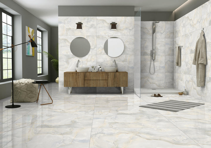 SCARLET ONYX SKY HIGH-GLOSS PORCELAIN WALL &amp; FLOOR TILES 60X120 CM