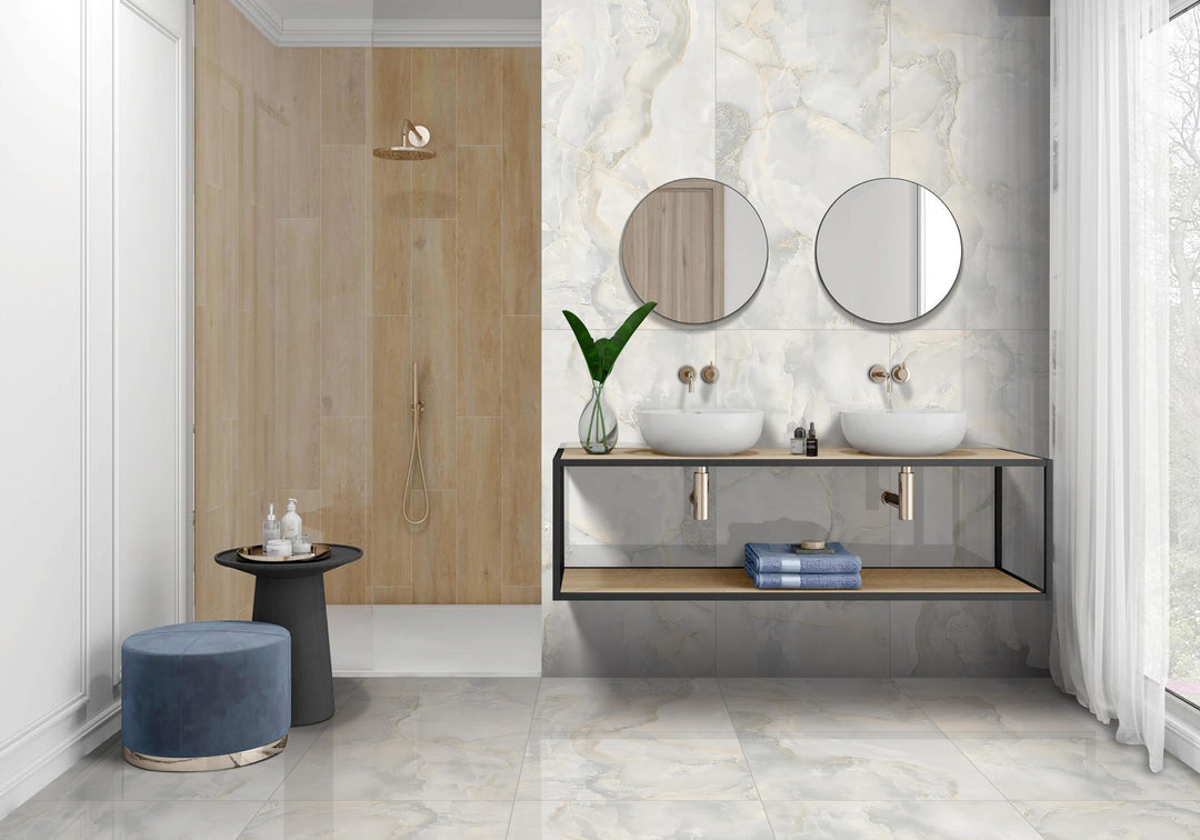 SCARLET ONYX SKY HIGH-GLOSS PORCELAIN WALL &amp; FLOOR TILES 60X120 CM