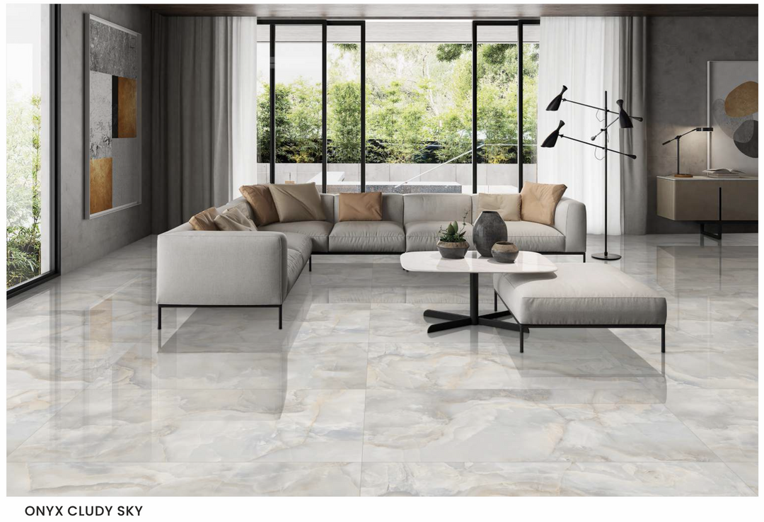 SCARLET ONYX SKY HIGH-GLOSS PORCELAIN WALL &amp; FLOOR TILES 60X120 CM