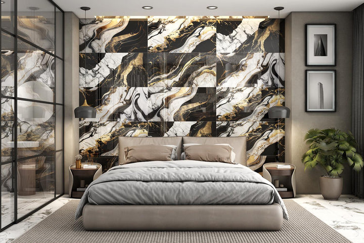 VOLCANIC GOLD GLASS PORCELAIN FEATURE WALL TILES 60X120 CM