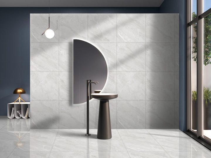 LUMINOUS BIANCO GLOSS PORCELAIN WALL &amp; FLOOR TILES 60x60 CM