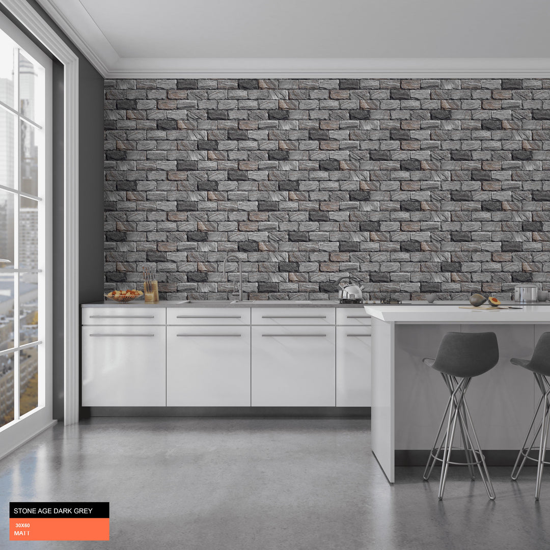 UNIVERSAL DARK GREY CERAMIC MATT TILES 30X60 CM