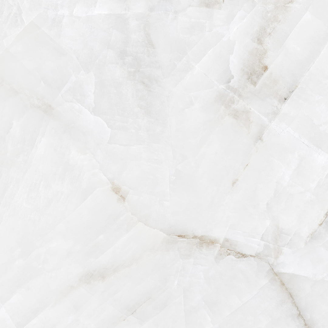 CRYSTAL ONYX  WHITE HIGH-GLOSS PORCELAIN WALL &amp; FLOOR TILES 60X60 CM