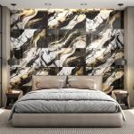 VOLCANIC GOLD GLASS PORCELAIN FEATURE WALL TILES 60X120 CM